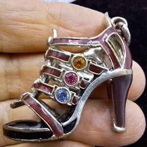 Women's High Heeled Shoe Keychain Bag Charm Rhinestone Girlie Decorative